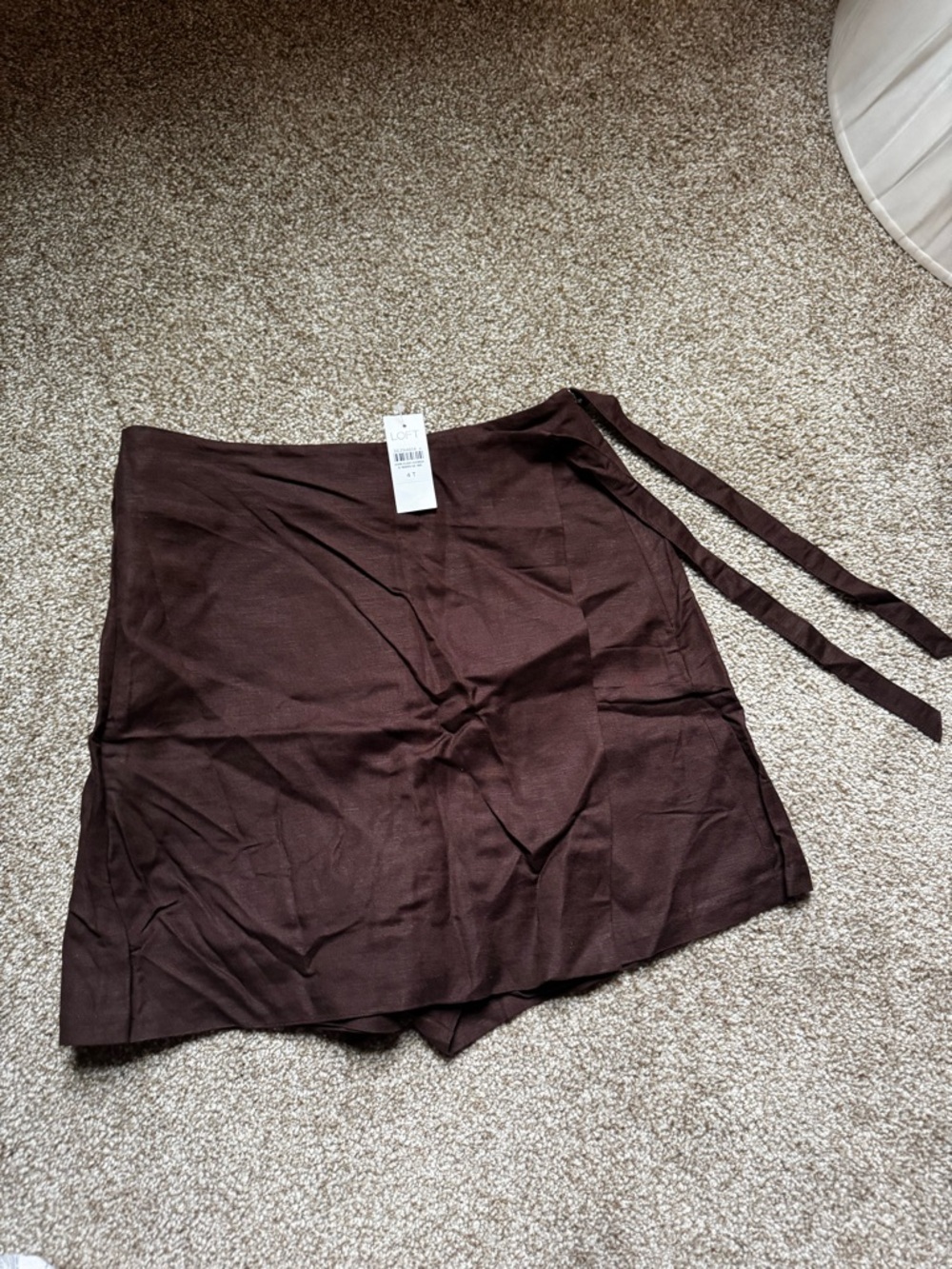 LOFT Dark Brown Wrap Skort with Side Tie